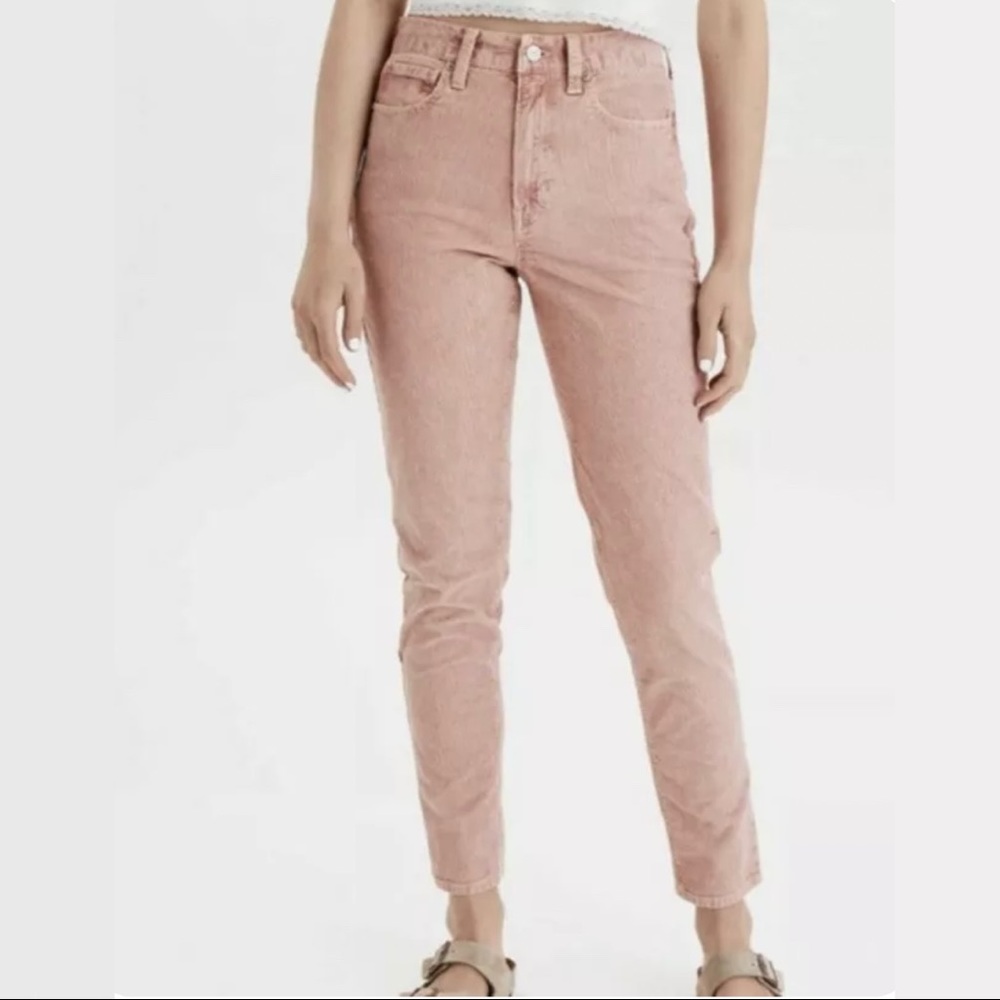 NEW American Eagle Pink Corduroy Mom Jeans Plus Size 22